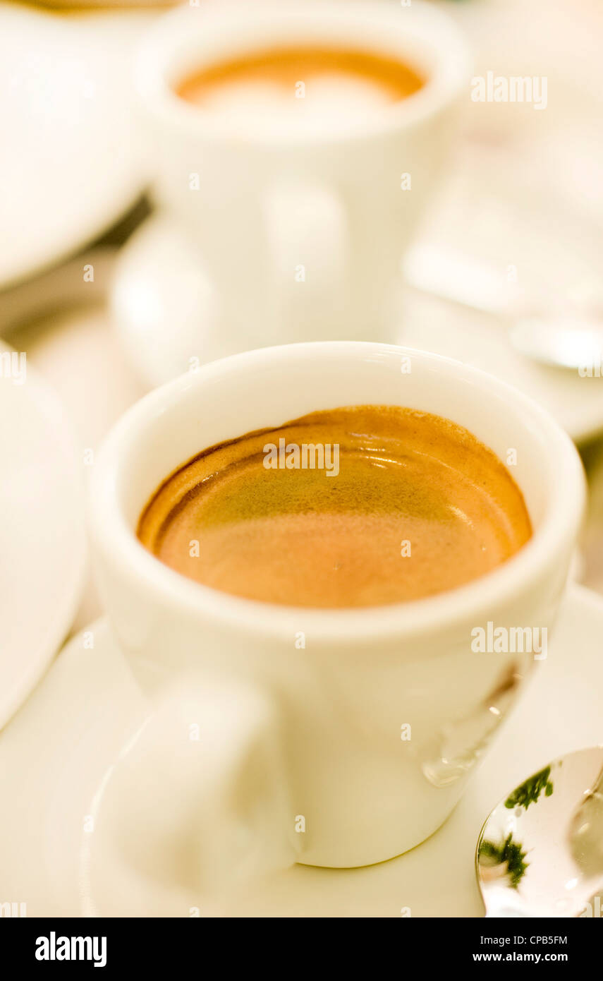 two cups of espresso coffee Stock Photo Alamy