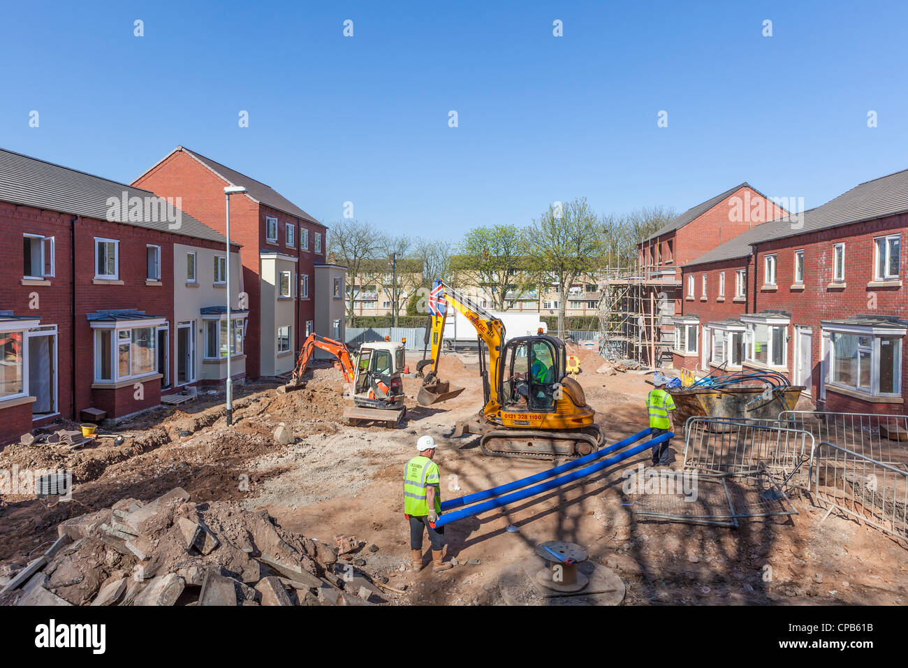 Construction of a new housing estate in Birmingham, England Stock Photo