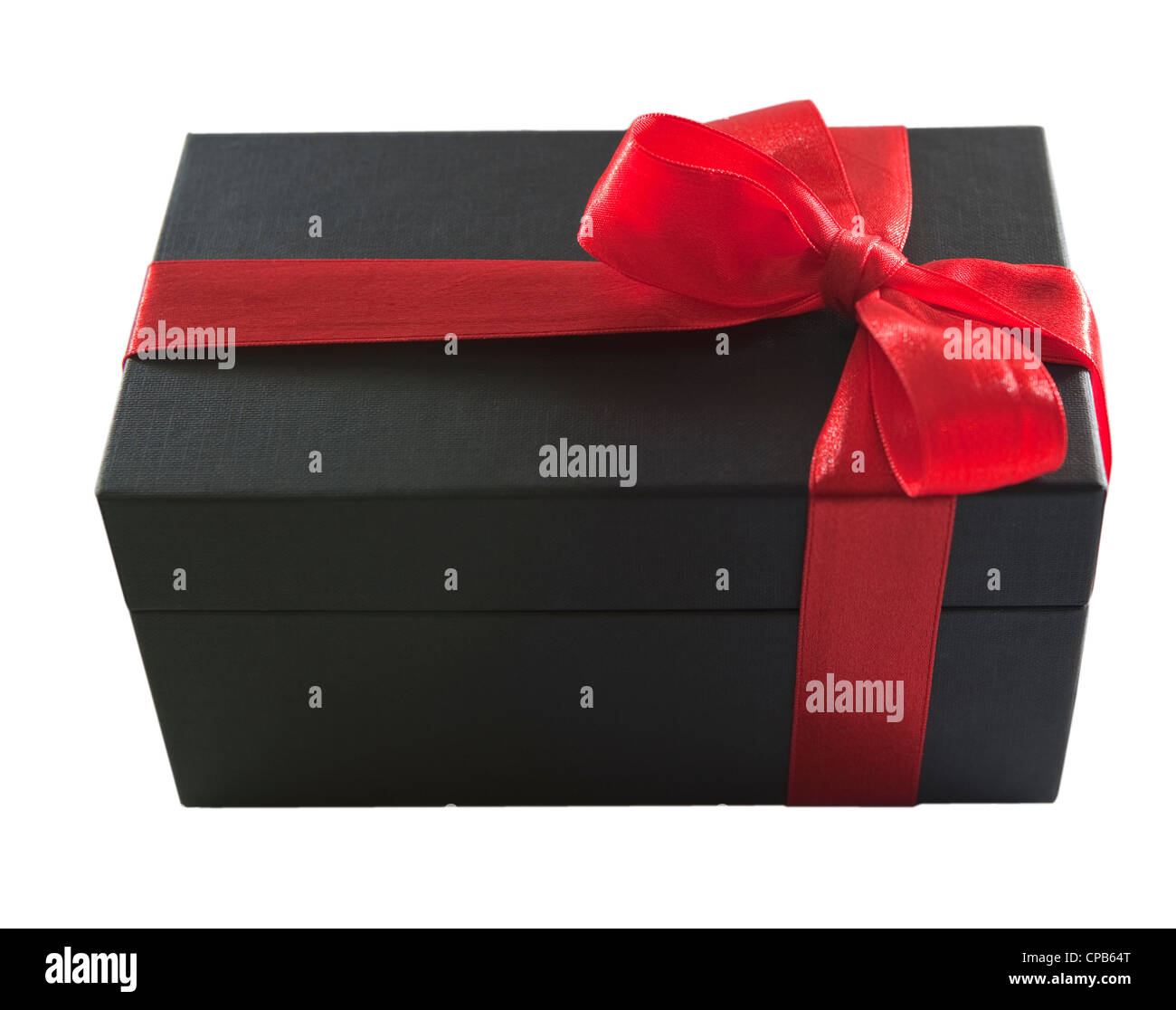 Gift box with red bow isolated on the white background Stock Photo - Alamy