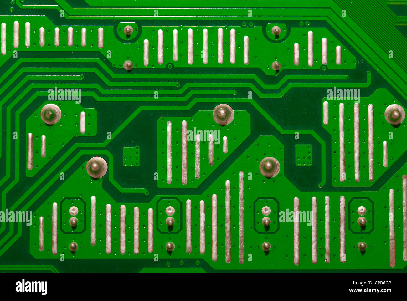 Close up of computer circuit green board Stock Photo