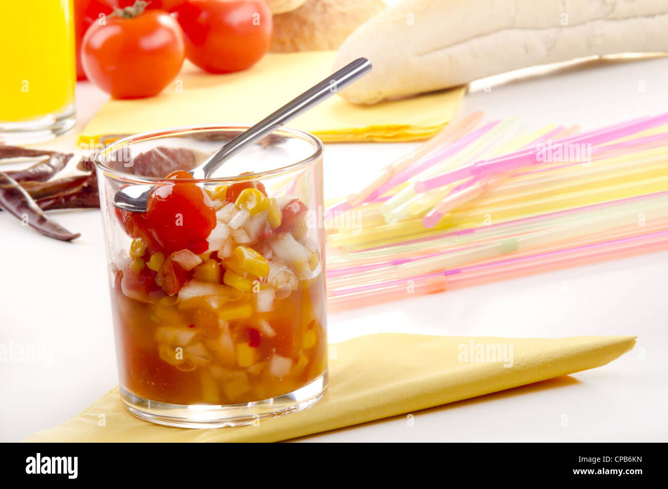 home made sweet corn and tomato relish with onion Stock Photo Alamy