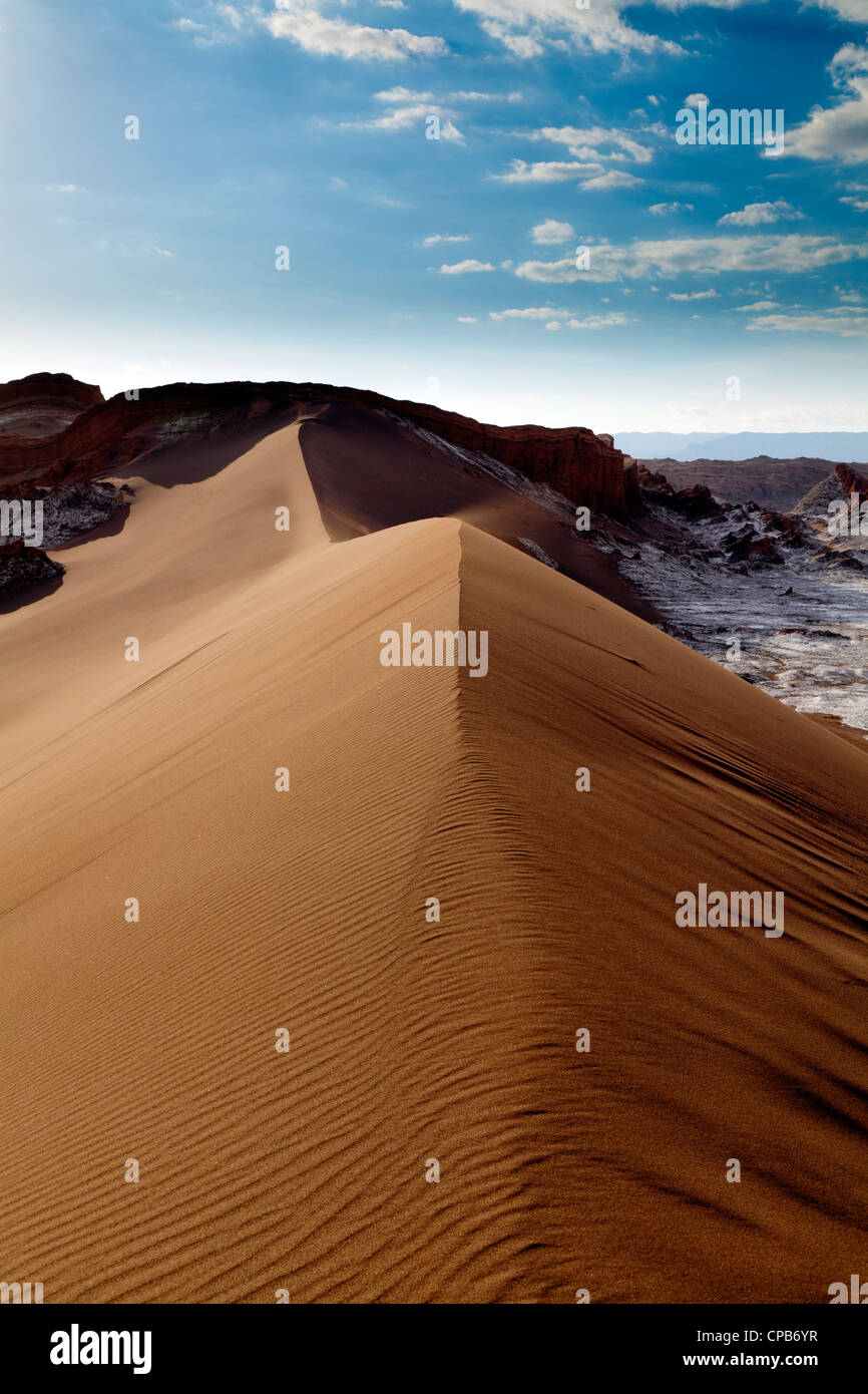 View over the dunes of Moon Valley, San Pedro de Atacama, Chile Stock Photo