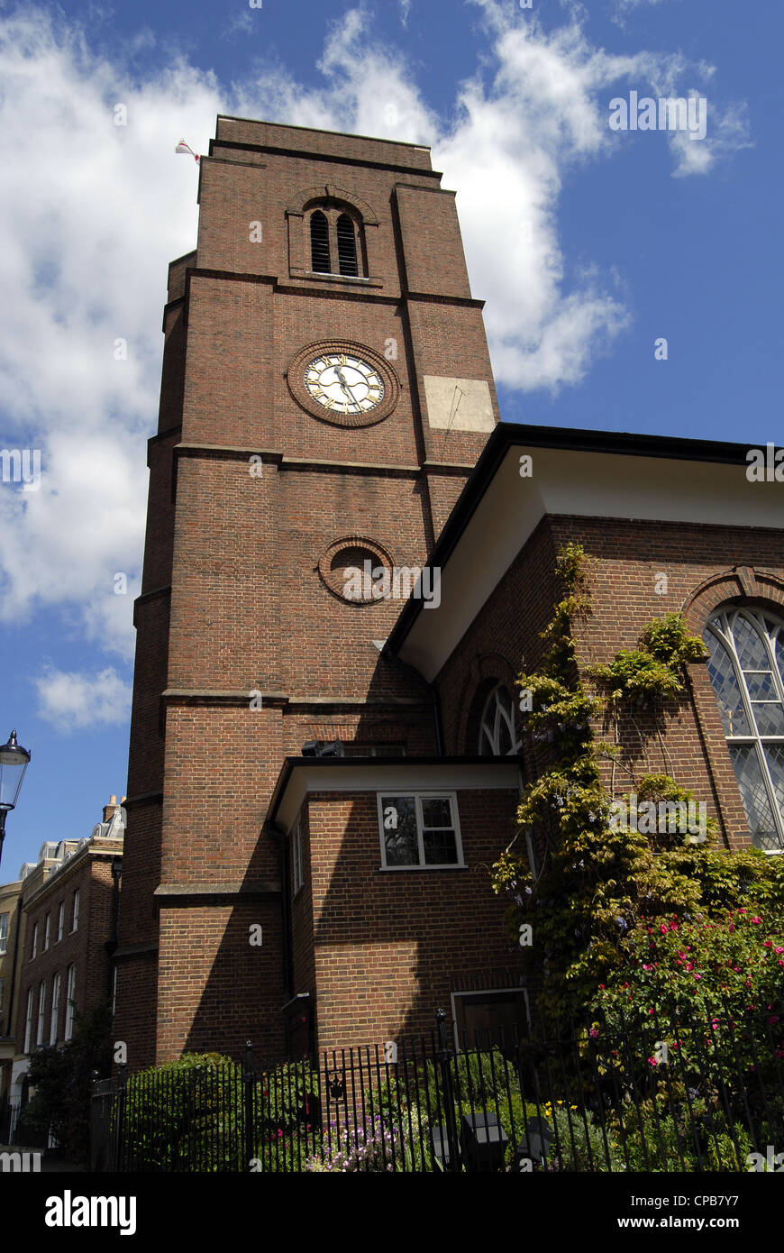 Old Church in Chelsea with a clock Stock Photo