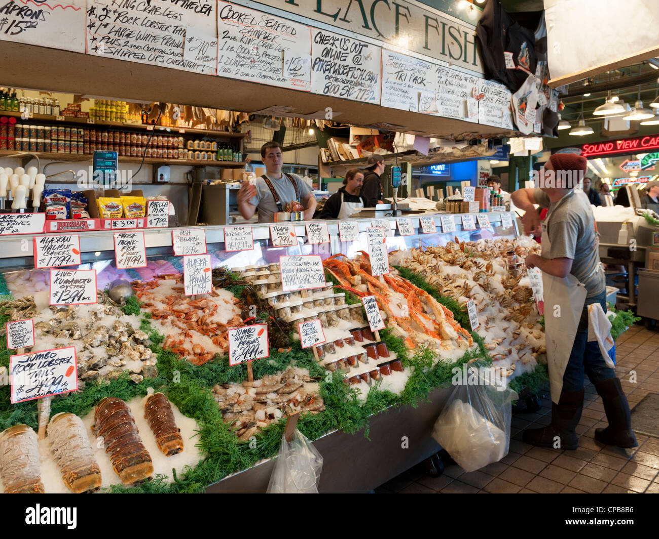 Pike Place fish public farmers Market Seattle Stock Photo - Alamy