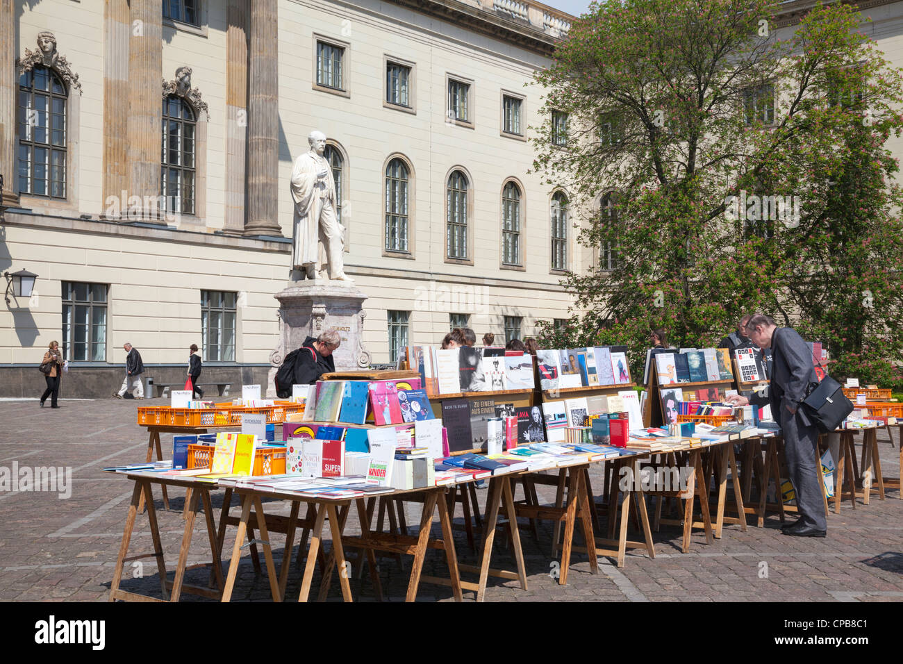Humboldt University with book market, Berlin, Germany Stock Photo