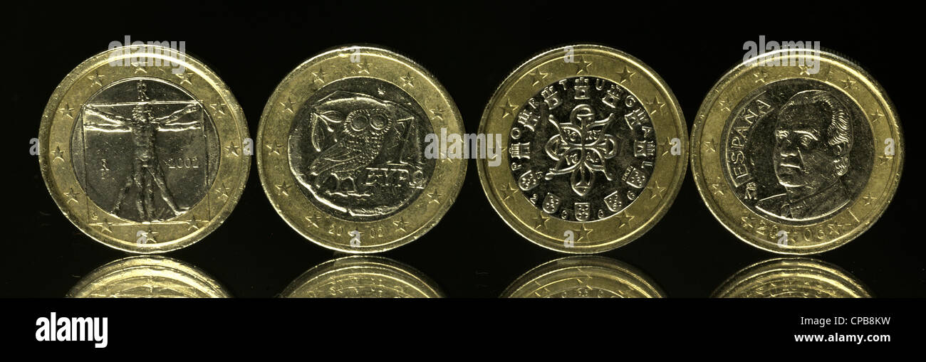 currency devaluation Greek Euro Griechenland Euro from Greek griechischer Euro Euroabwertung Bank Stock Photo