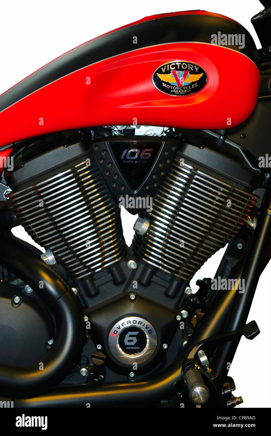 Tank and V-2 engine of the Victory Hammer S Motorcycle. Stock Photo