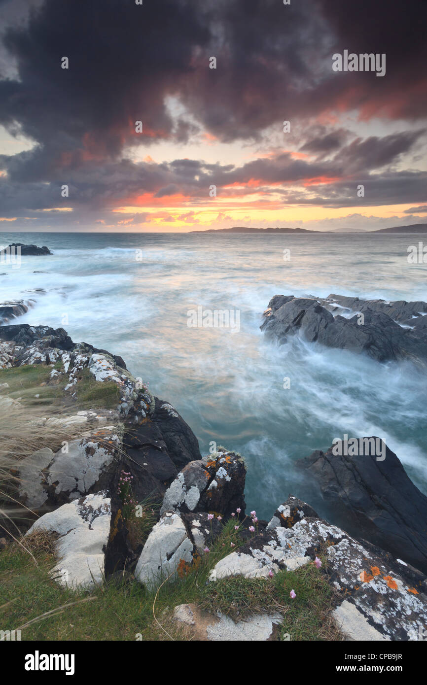 Atlantic storm on the west coast of the Isle of Harris, Outer Hebrides, Scotland. Stock Photo