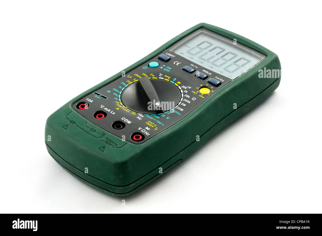 Used digital multimeter isolated on a white background Stock Photo