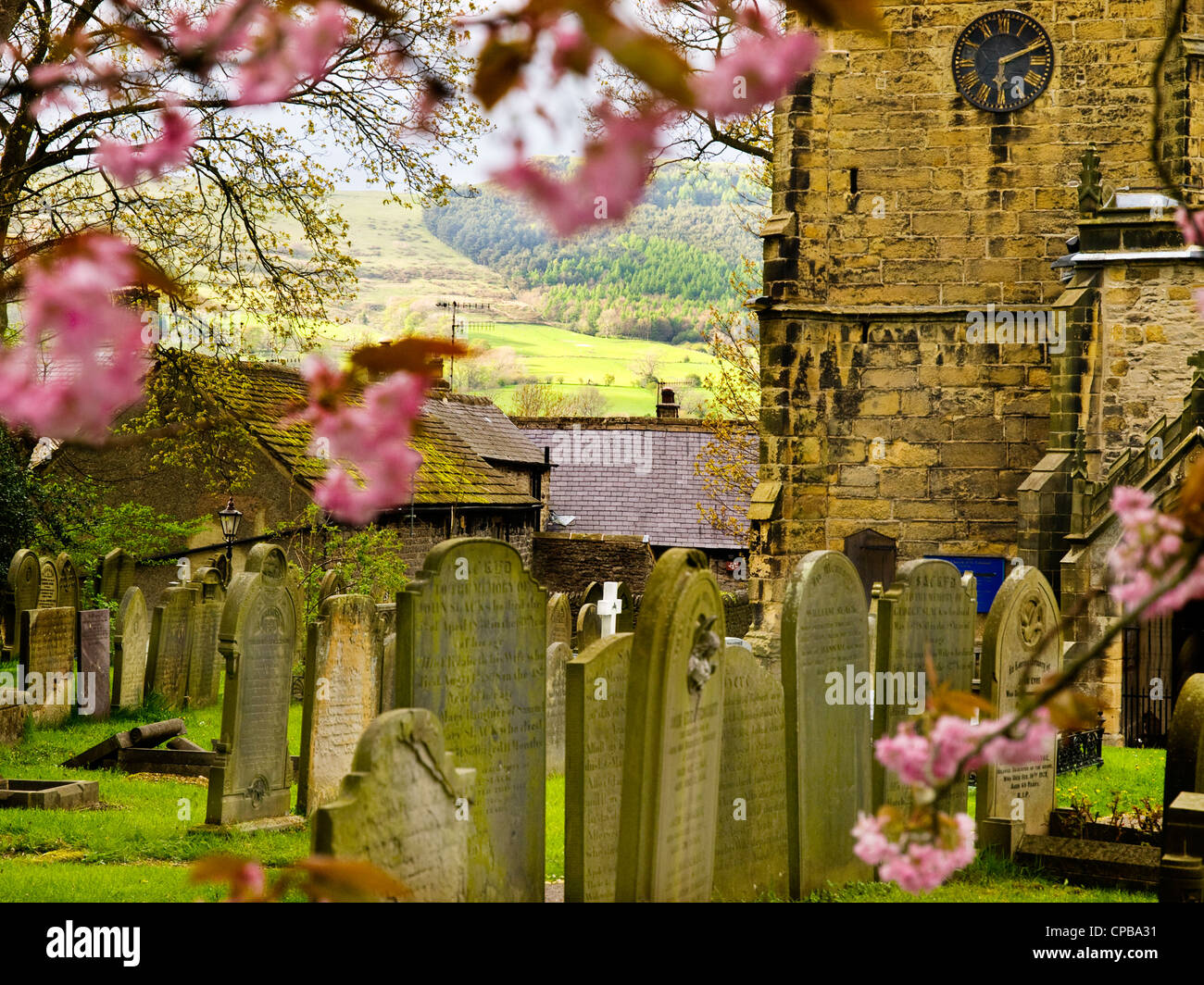 Castleton churchyard, Derbyshire Stock Photo