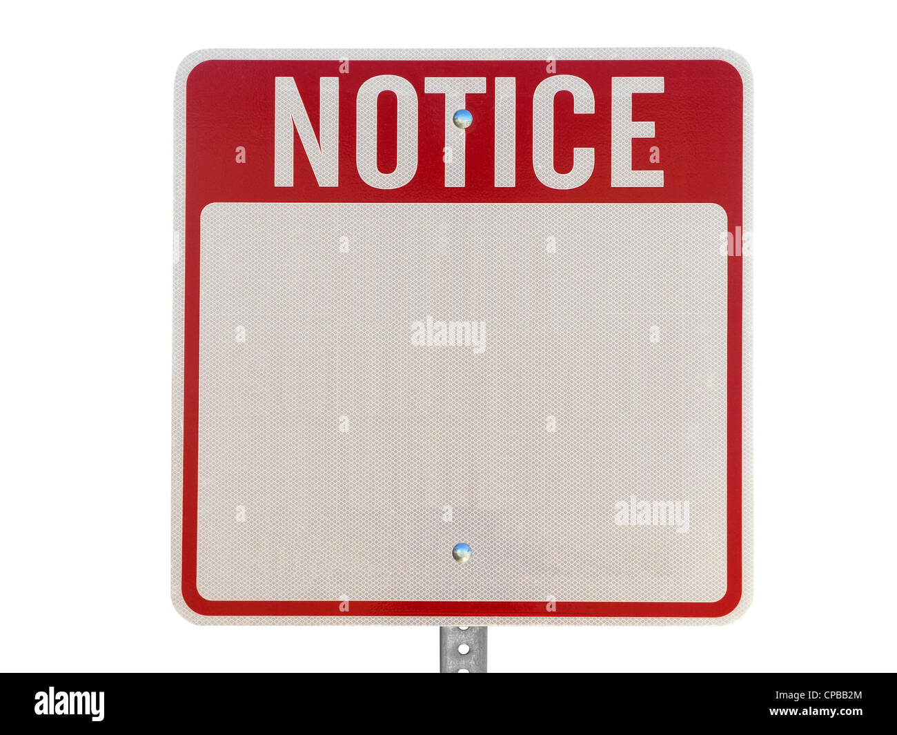 Blank red notice caution sign isolated on white. Stock Photo