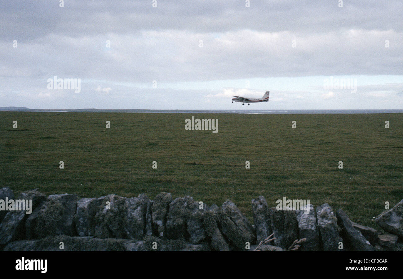 Orkney - take off from Papa Westray airstrip Stock Photo
