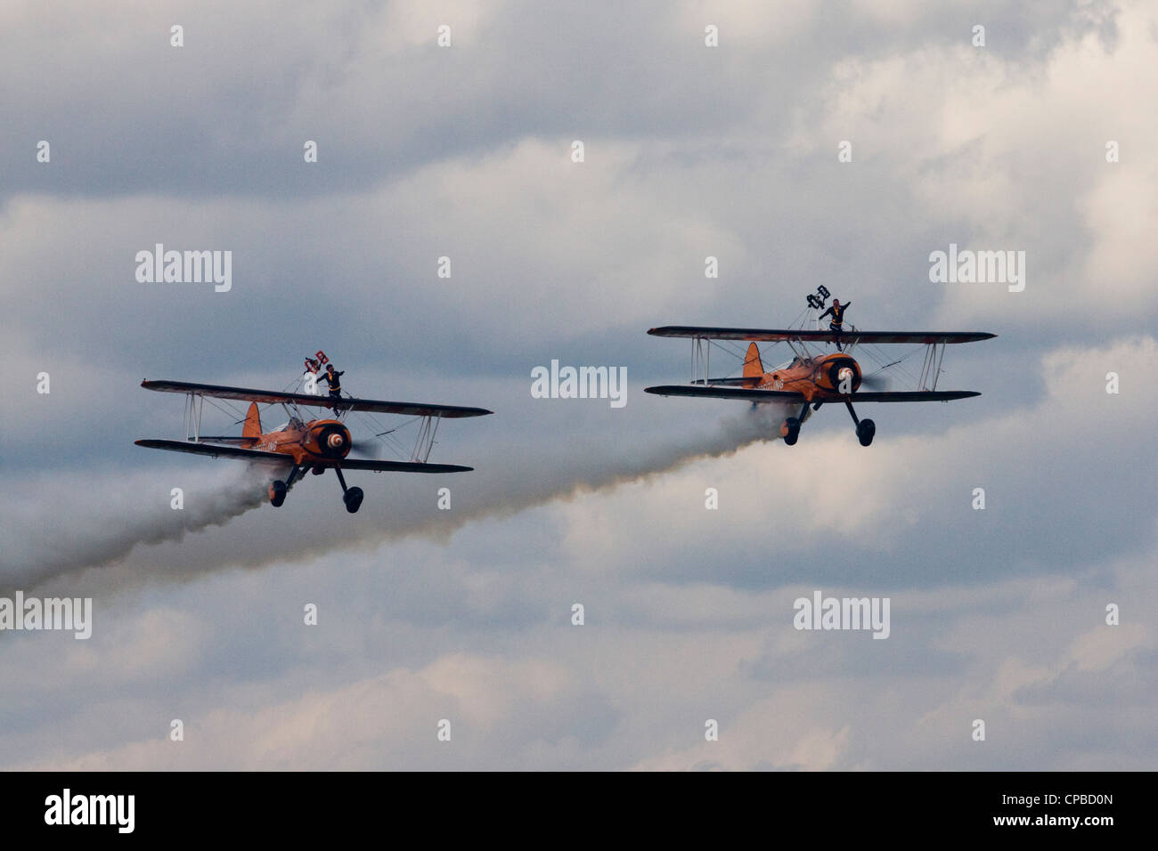 Breitling wingwalkers on display at the Abingdon Air Show England Stock Photo