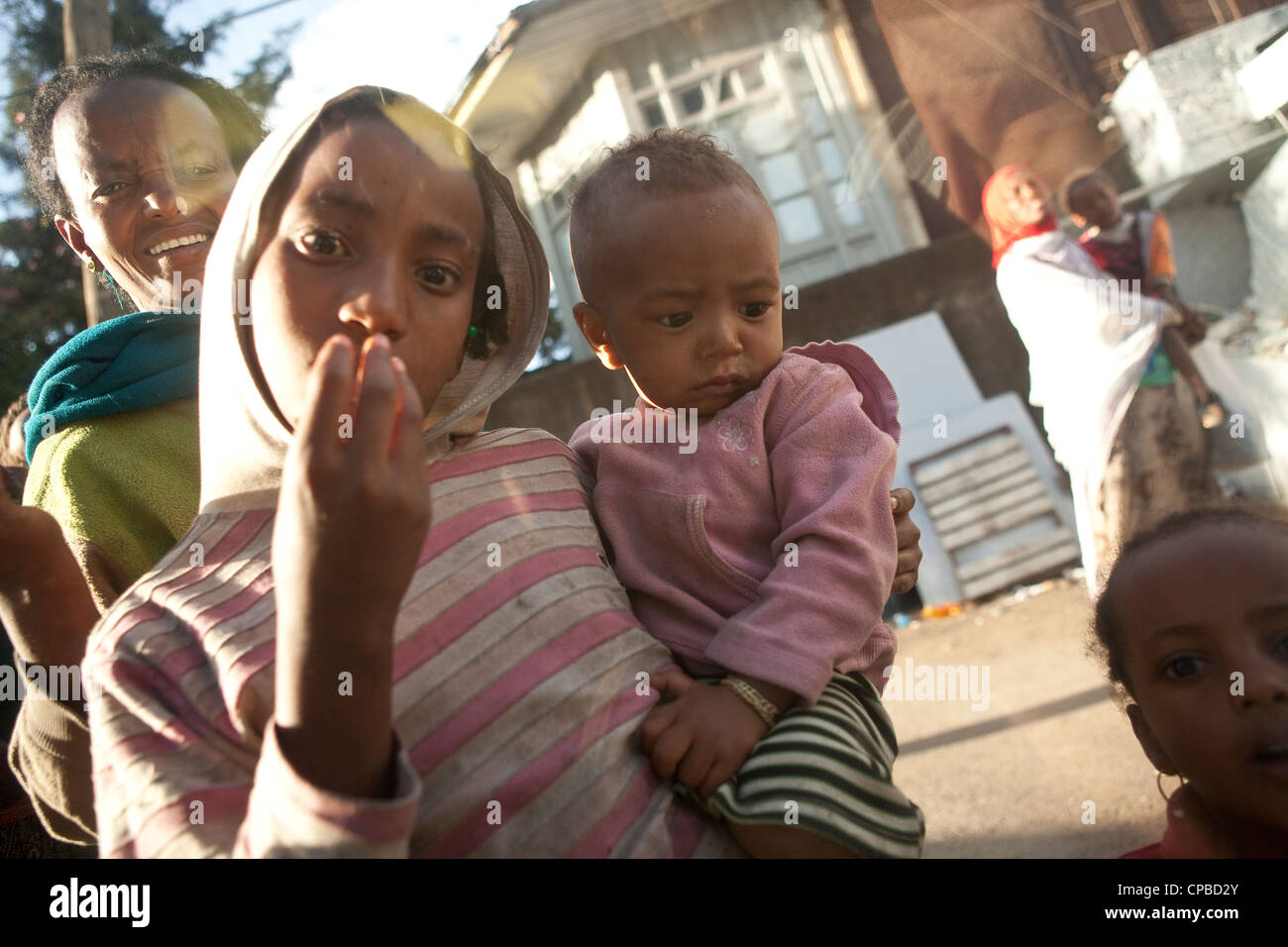 Street Children - Downtown Addis Ababa, Ethiopia. Stock Photo