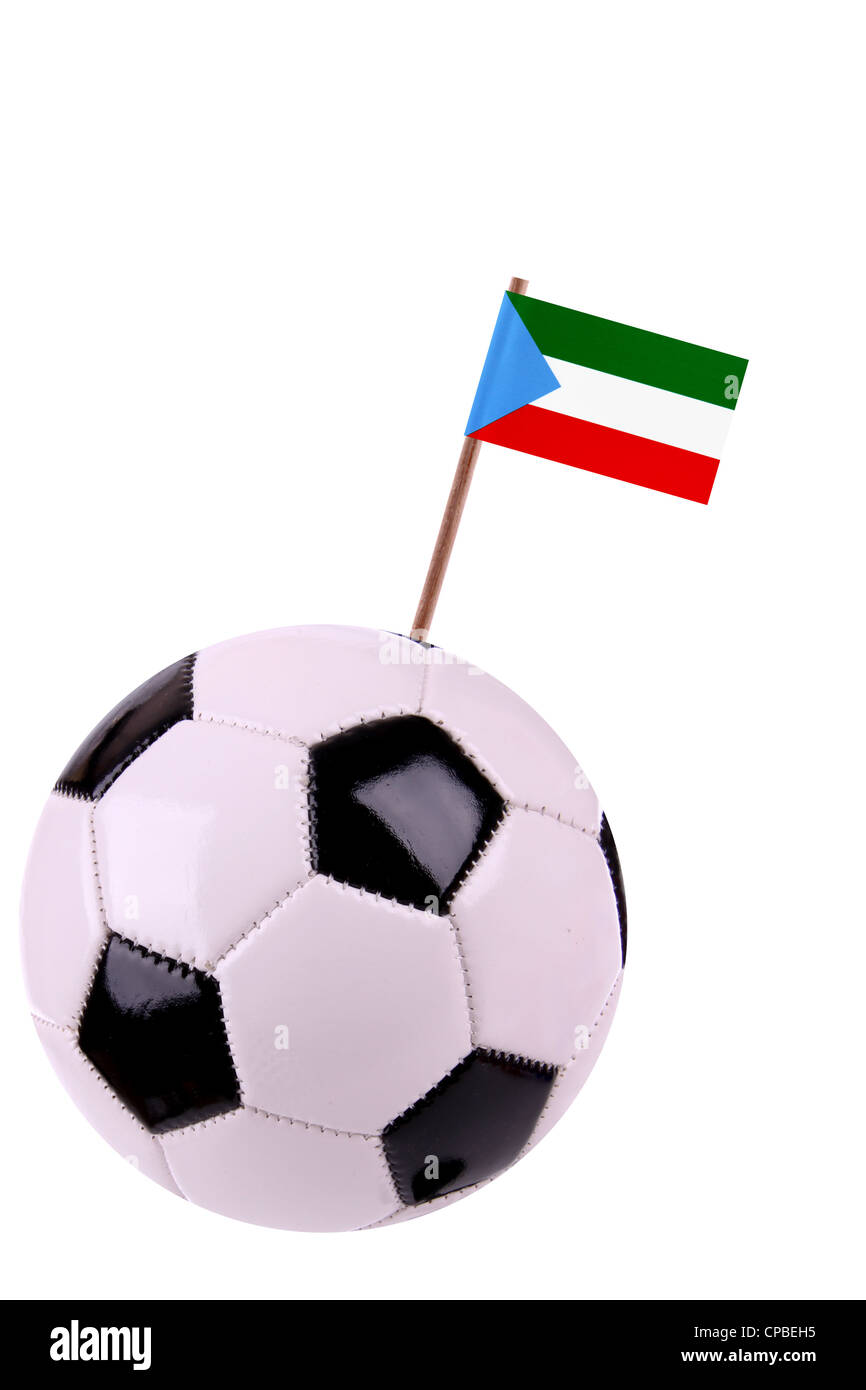 Soccerball or football decorated with a small national flag on a toothstick Stock Photo