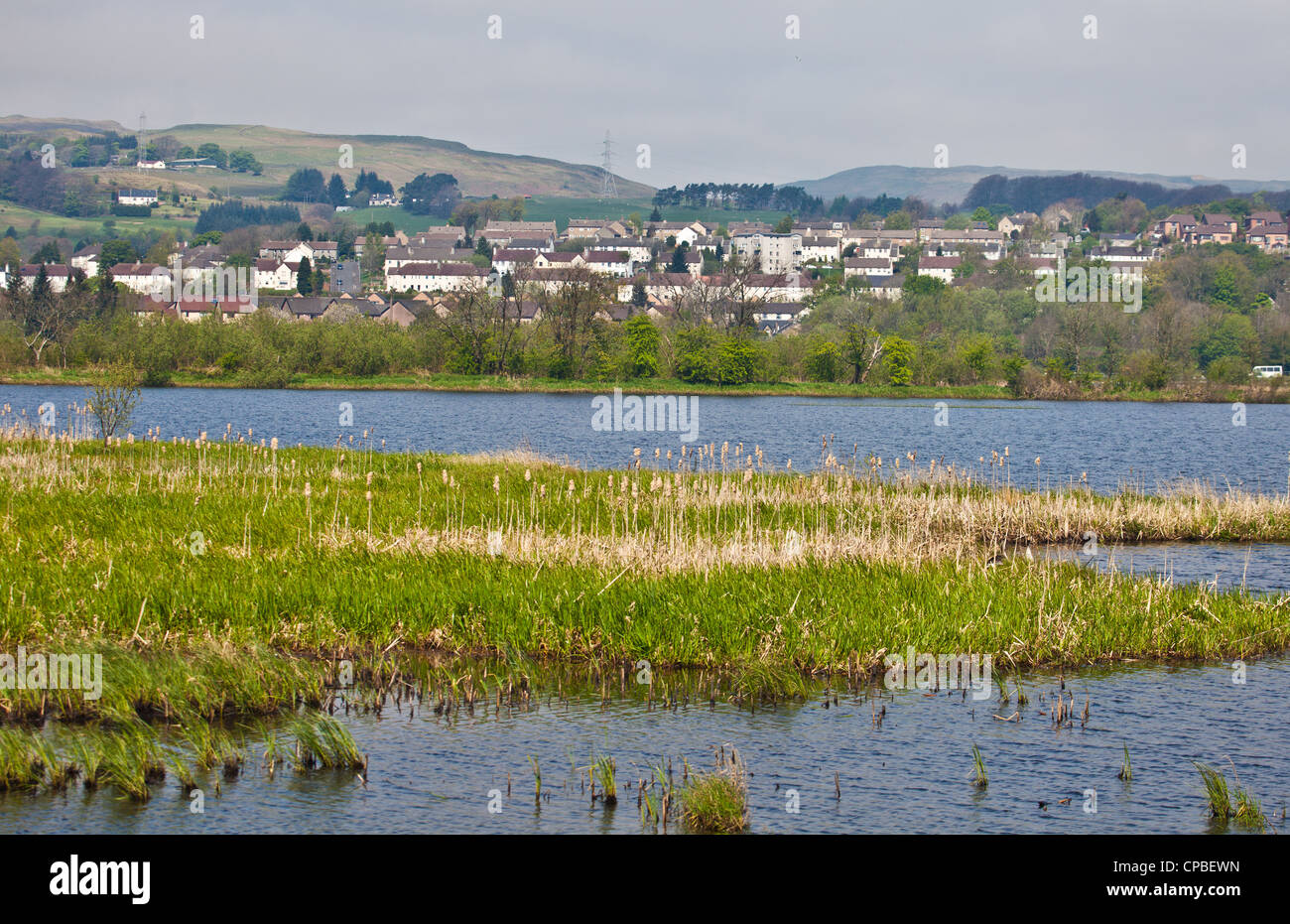 The village of Lochwinnoch in Renfrewshire, looking over the Aird