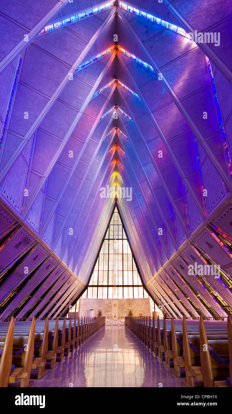 Protestant Chapel, US Airforce Academy Cadet Chapel, Colorado Springs Stock Photo