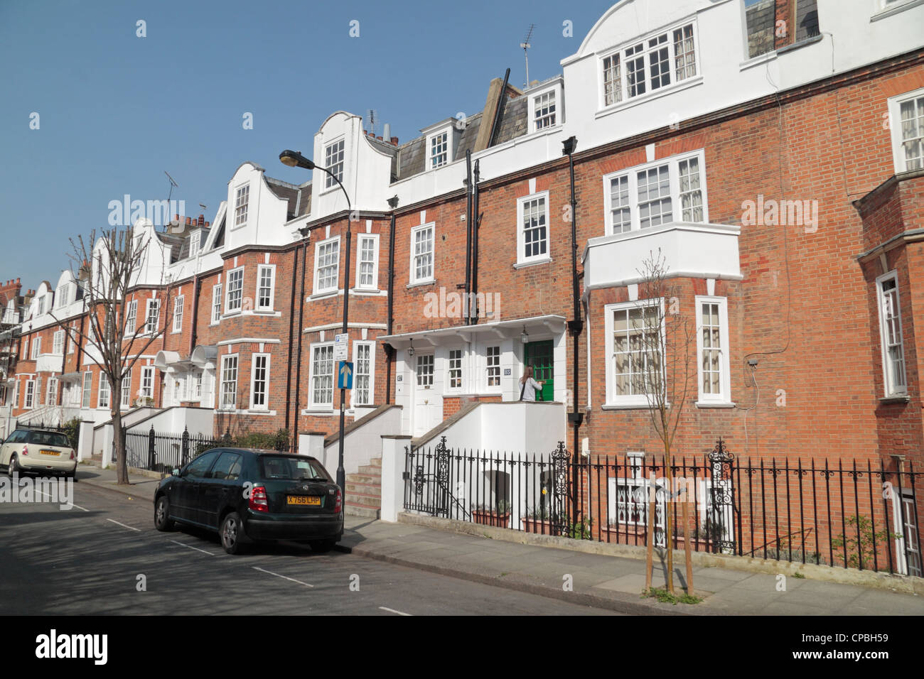 General view of properties on Gunterstone Road, Hammersmith and Fulham, W14, London Stock Photo