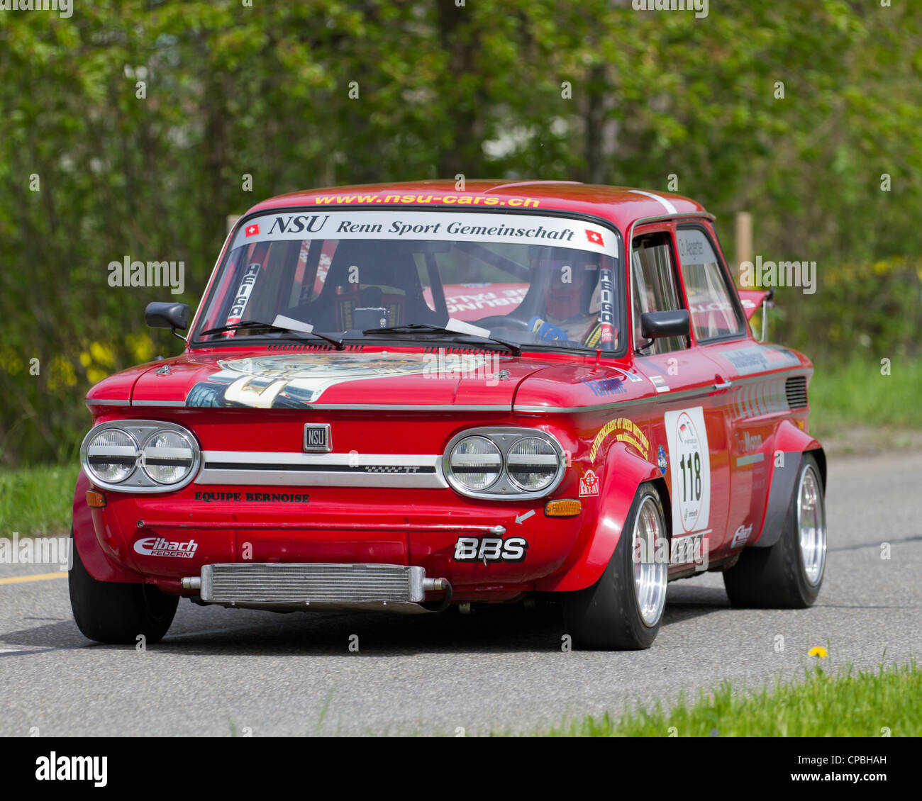 Vintage race touring car NSU 1200 TT from 1971 at Grand Prix in  Mutschellen, SUI on April 29, 2012 Stock Photo - Alamy