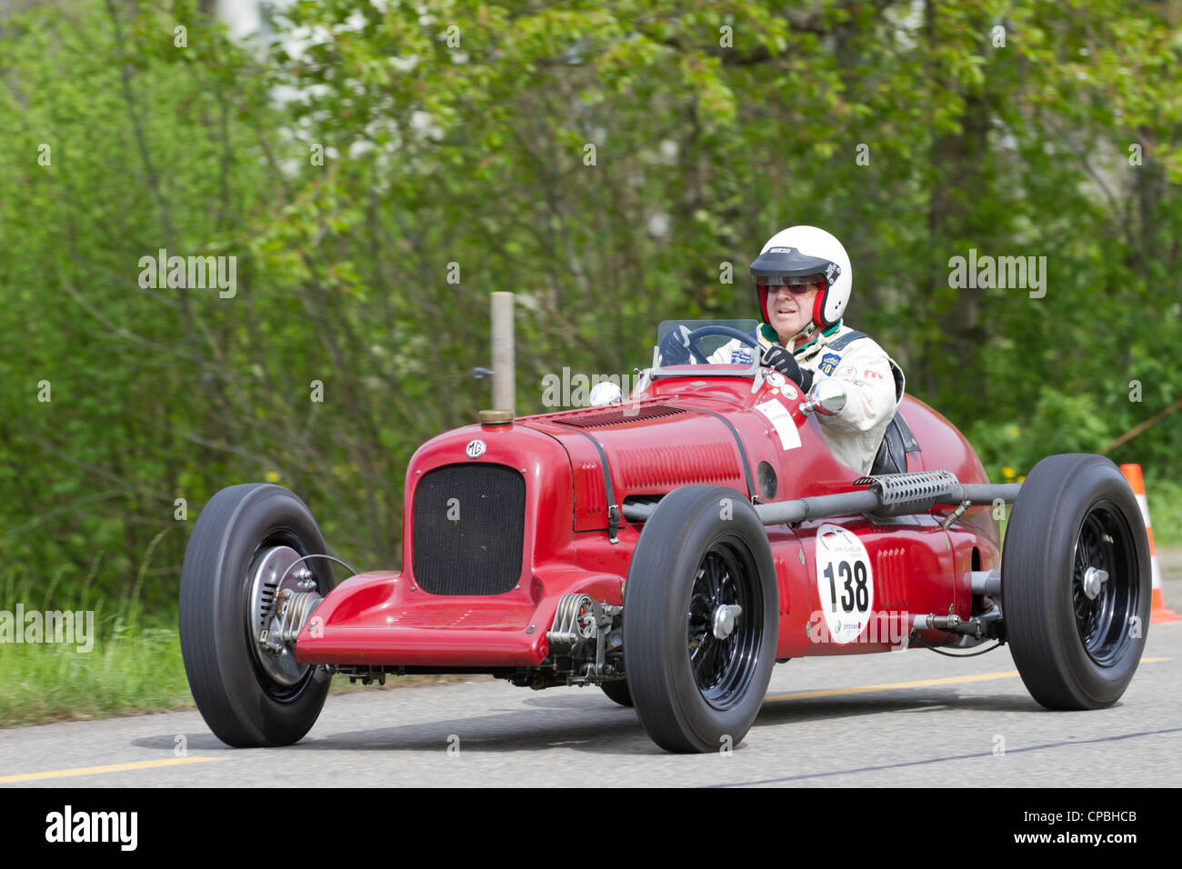 Vintage pre war race car MG K1 Kompressor from 1931 at Grand Prix in Mutschellen, SUI on April 29, 2012 Stock Photo