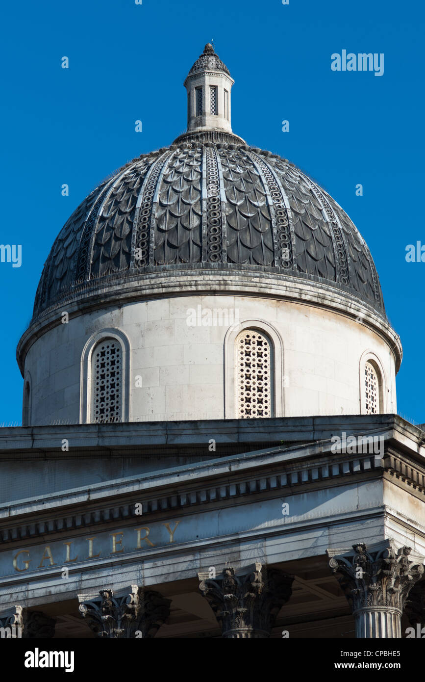 National Gallery Dome. Trafalgar Square. London. England. Stock Photo