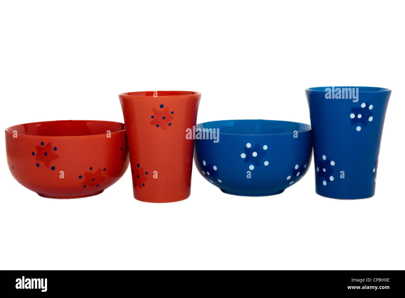 set of cups and bowls isolated on white background Stock Photo Alamy