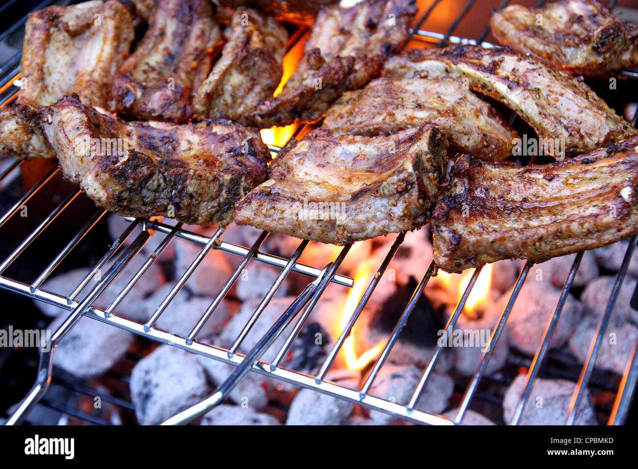 Meat on grill Stock Photo