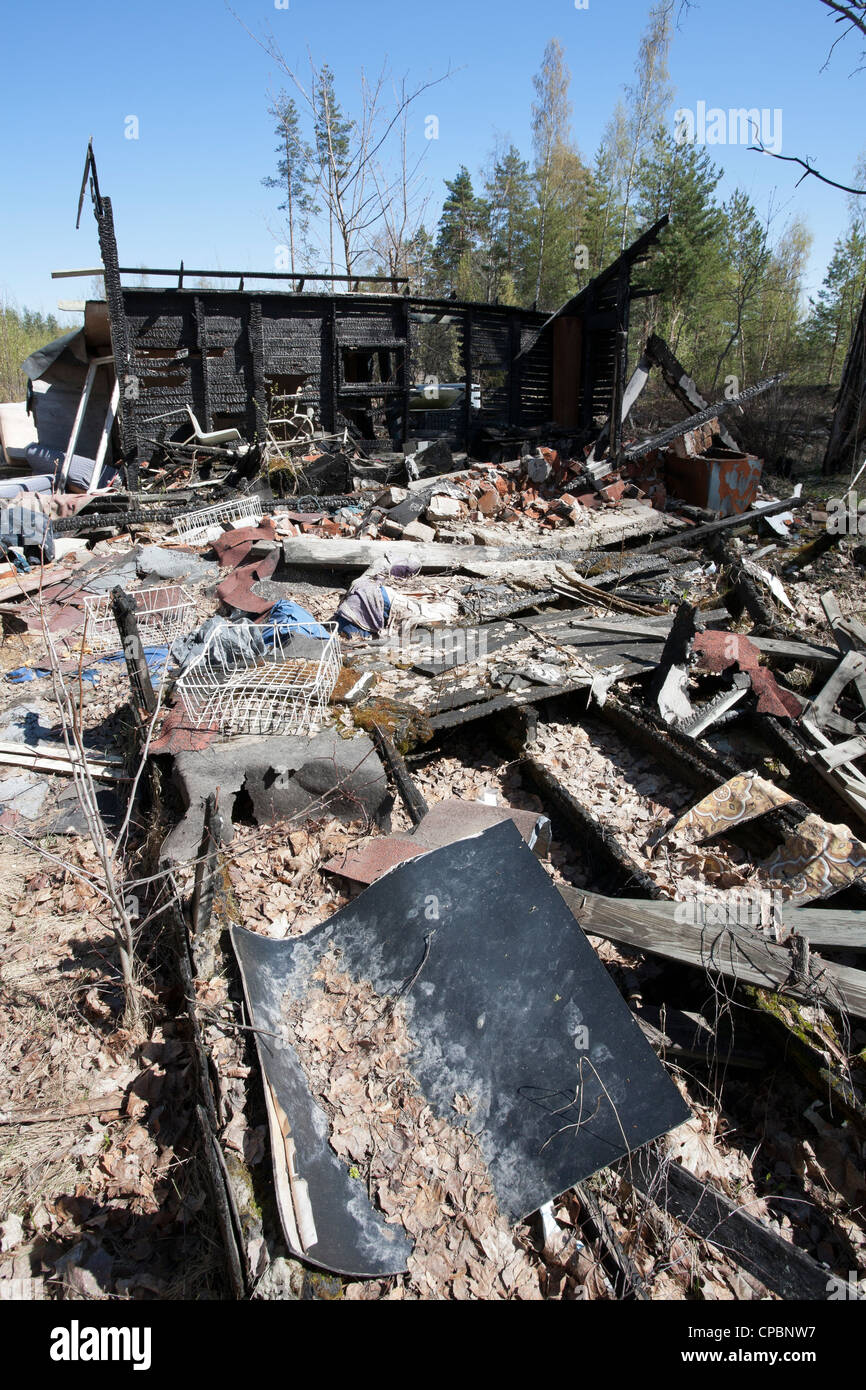 Burned house ruins, Finland Stock Photo - Alamy