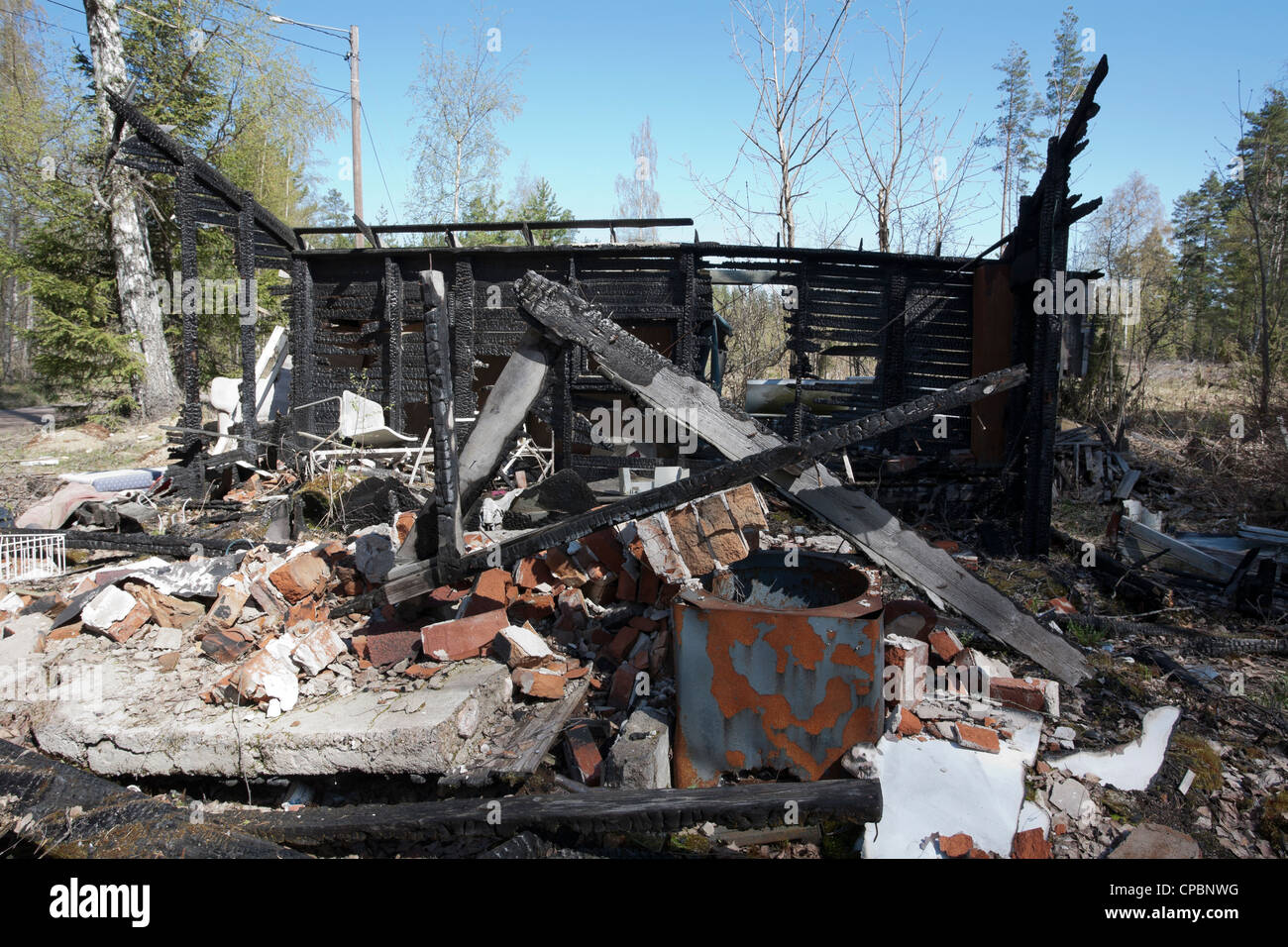 Burned house ruins, Finland Stock Photo - Alamy