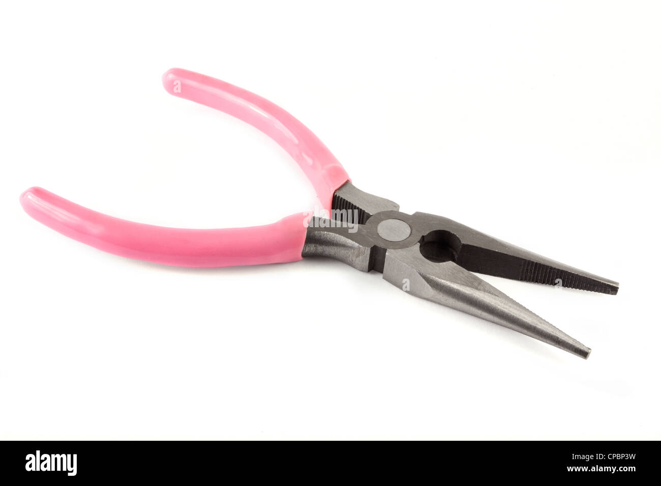 Pink pliers on a white background Stock Photo