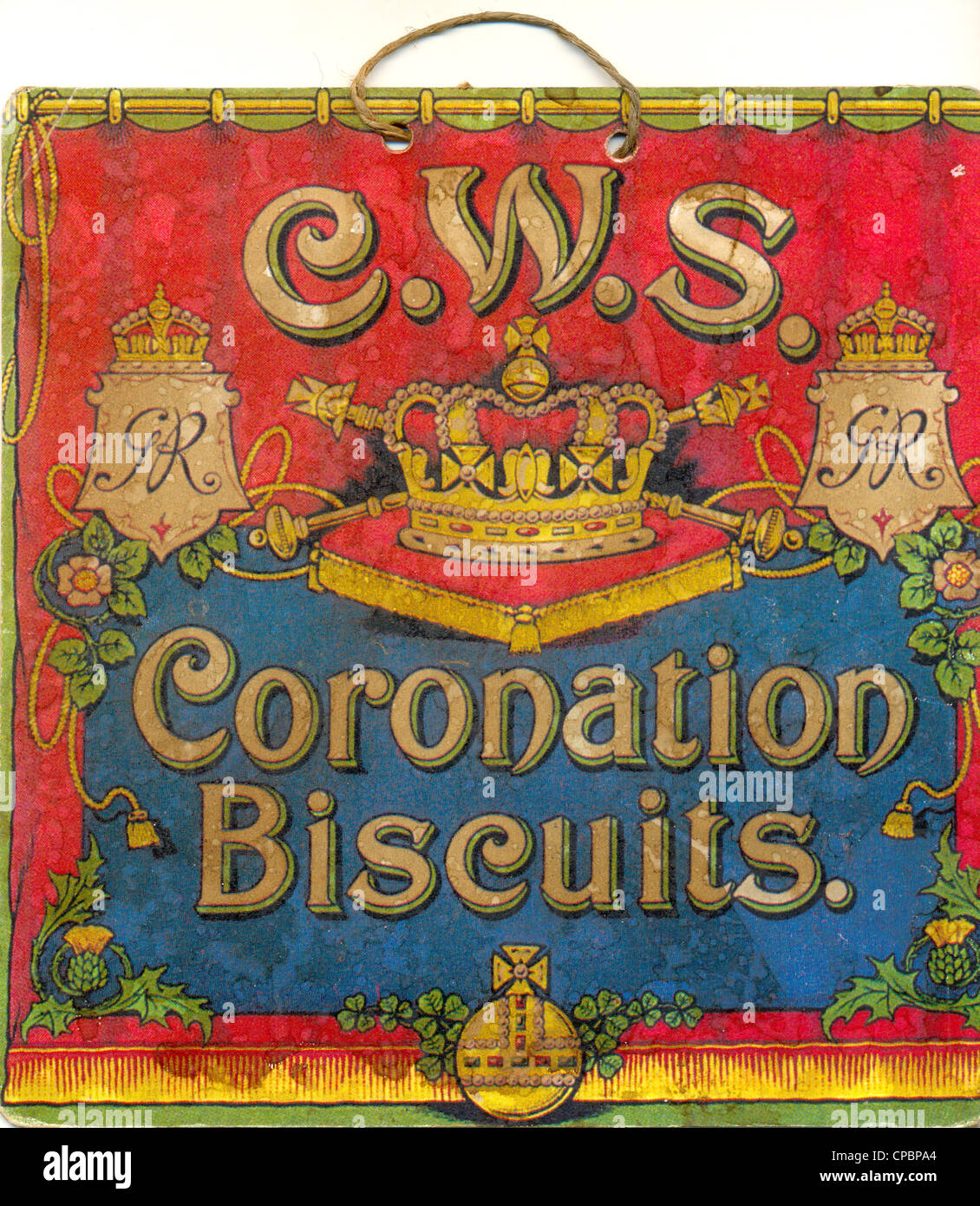 Shop card advertising CWS Coronation Biscuits Stock Photo