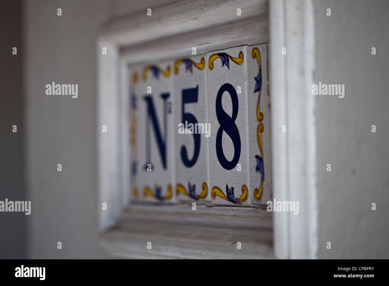 No 58 tile flat identification plaque. Stock Photo