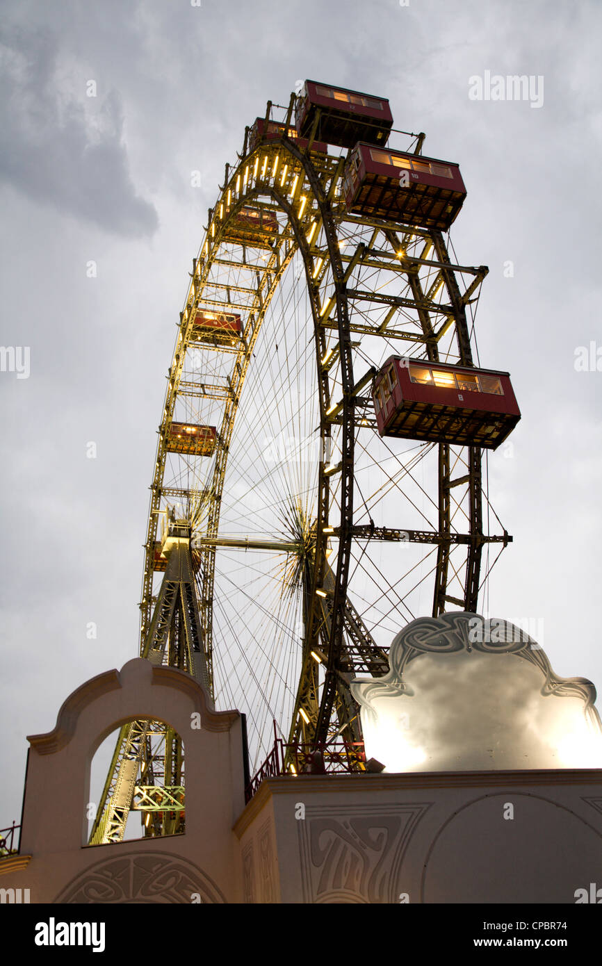 Vienna - big - wheel from Prater in evening Stock Photo