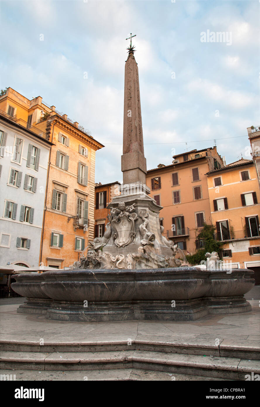 Rome - fountain and obelis from Piazza della Rotonda Stock Photo