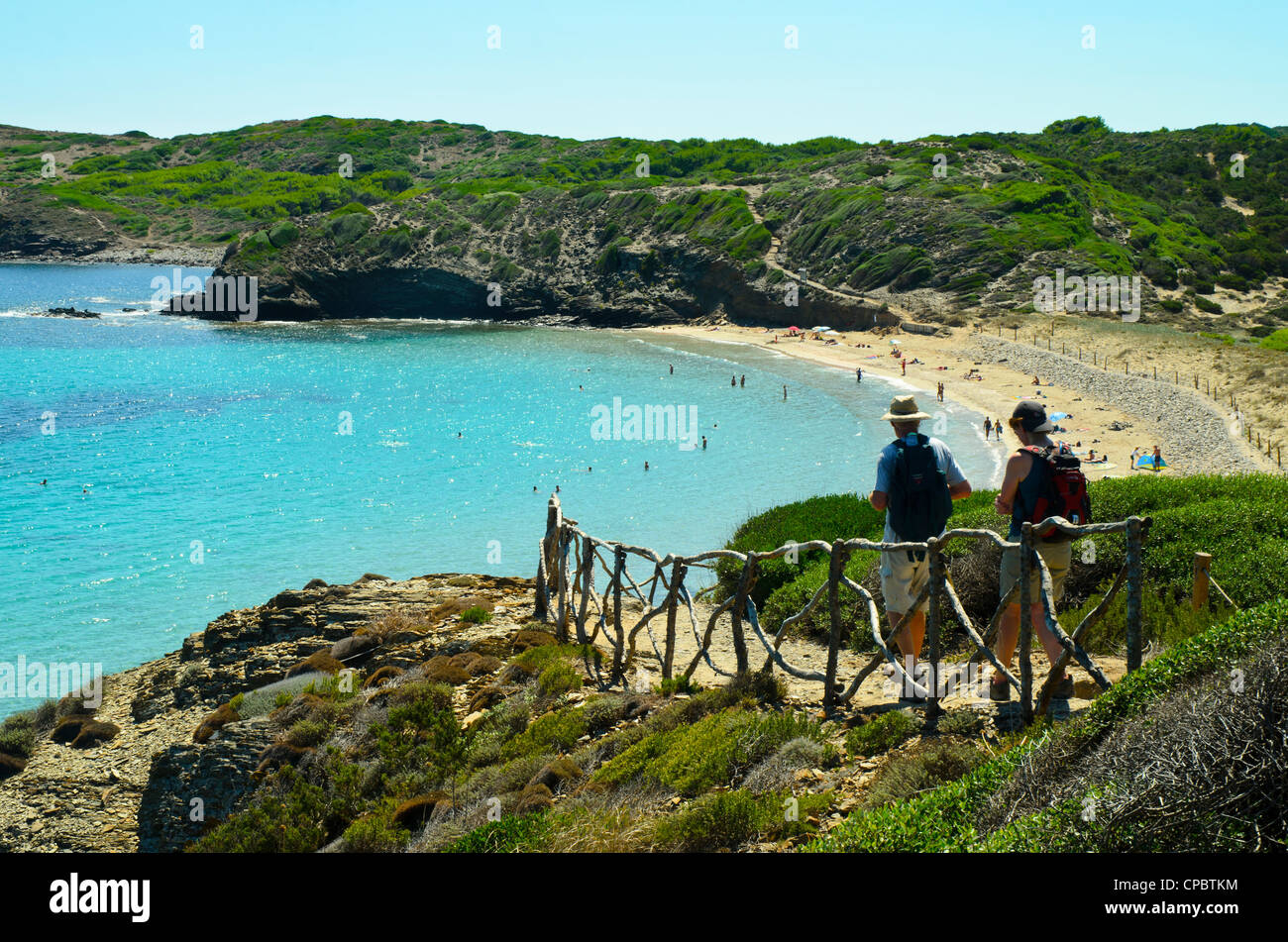 Wakers above the beach of Arenal de Morella near Favàritx on Menorca in the Balearic islands, Spain Stock Photo