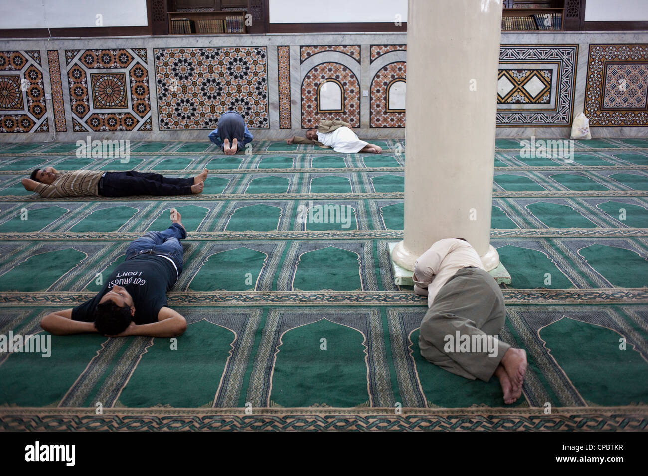Interior of Al-Husseini Mosque ( the King Hussein Mosque) - the min mosque of the city, Amman, Jordan Stock Photo
