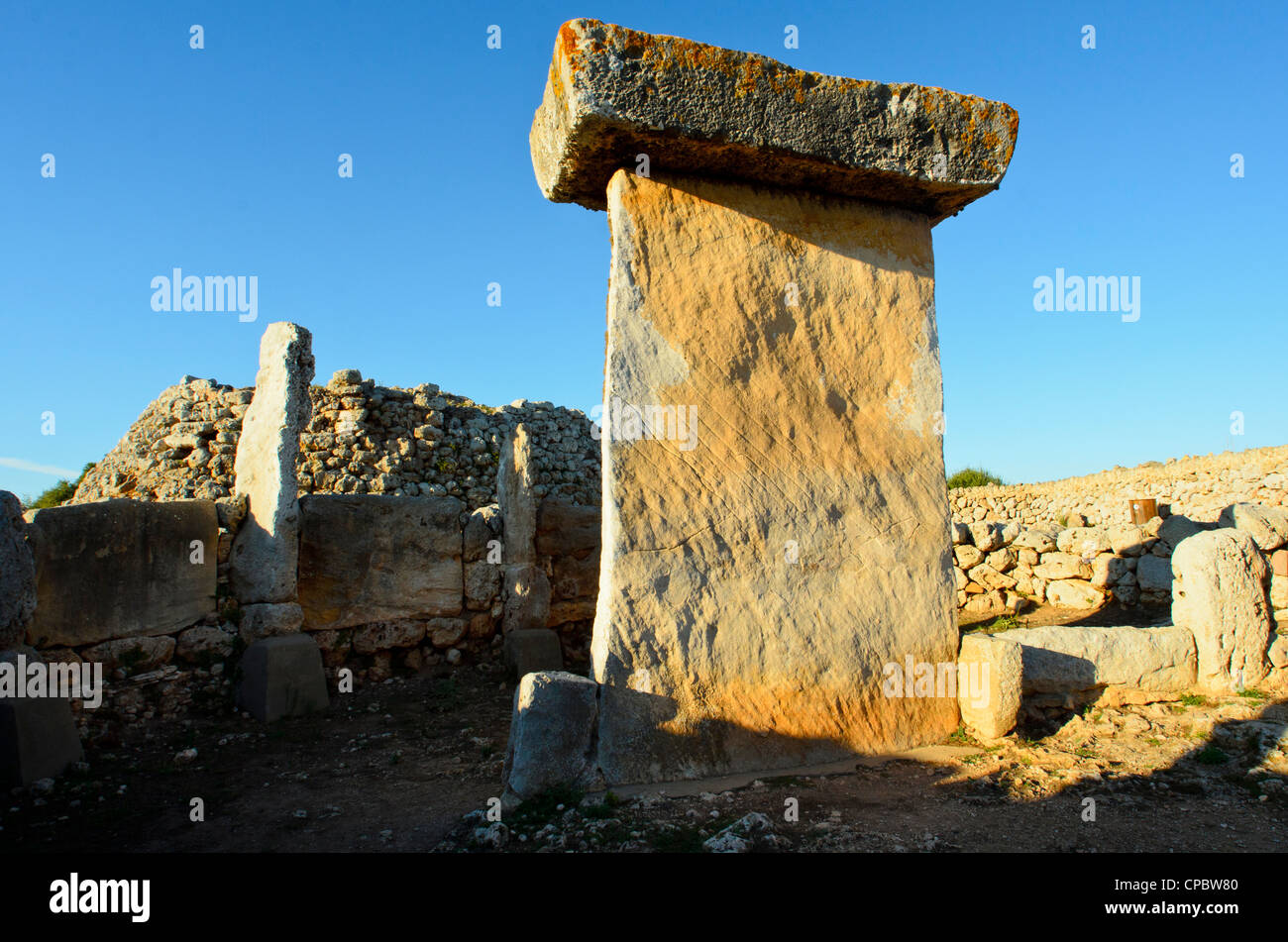 Taula de Trepucó, an enigmatic prehistoric monument on Menorca in the Balearic islands, Spain Stock Photo