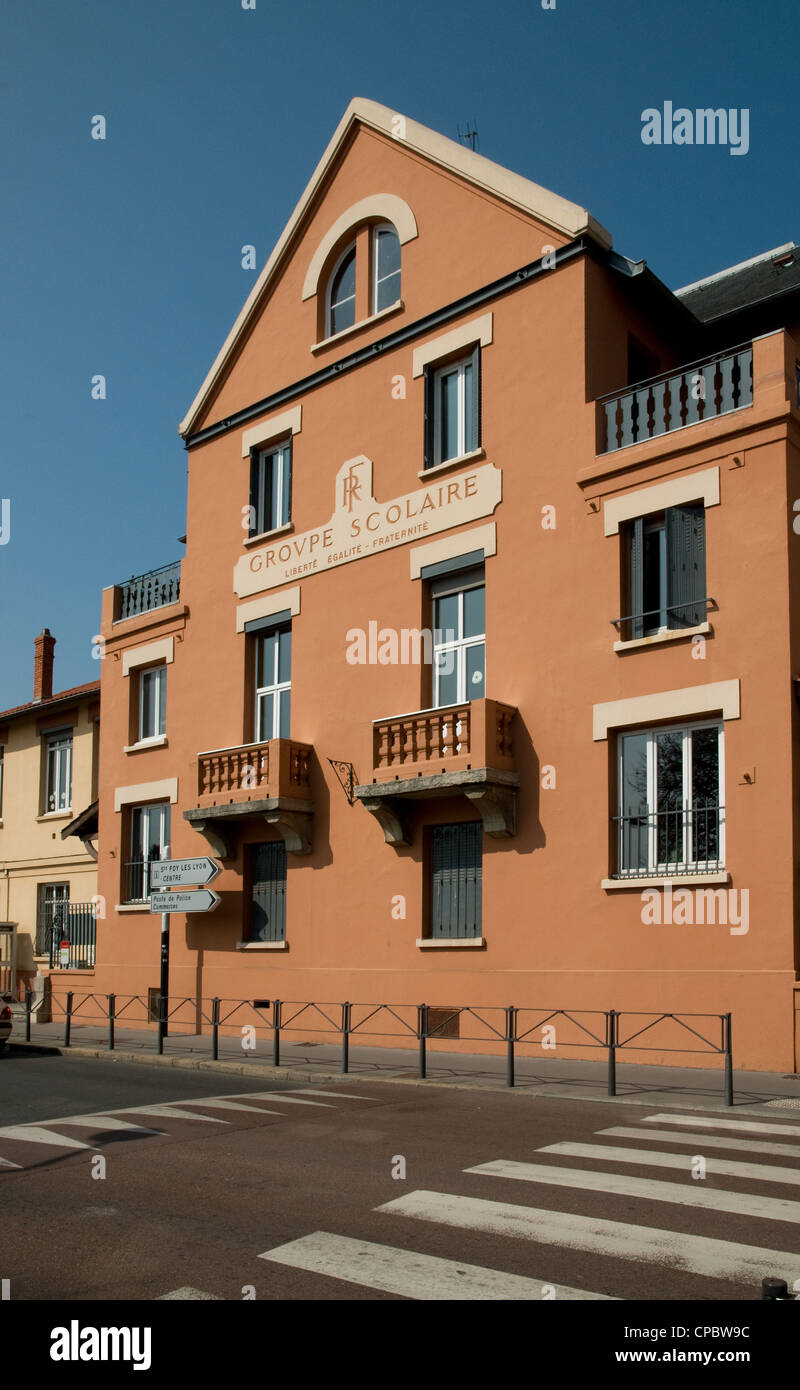 Groupe Scolaire school Ste Foy les Lyon France in spring sunshine Stock Photo