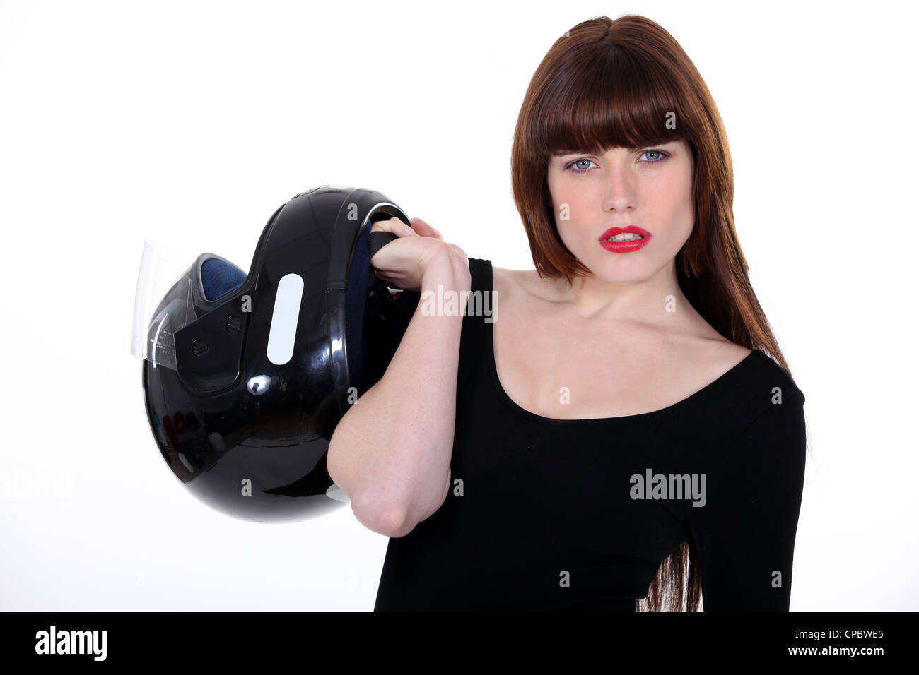 girl bare chested wearing motorcycle helmet Hand Painted Sexy Woman woman with motorcycle helmet naked