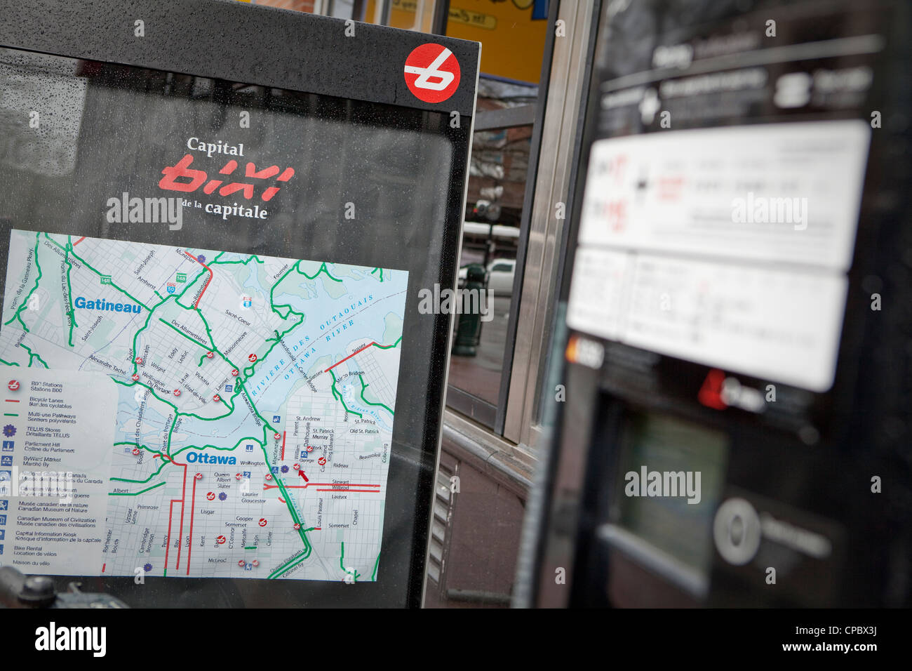 A Capital Bixi stations map is pictured in Ottawa Stock Photo