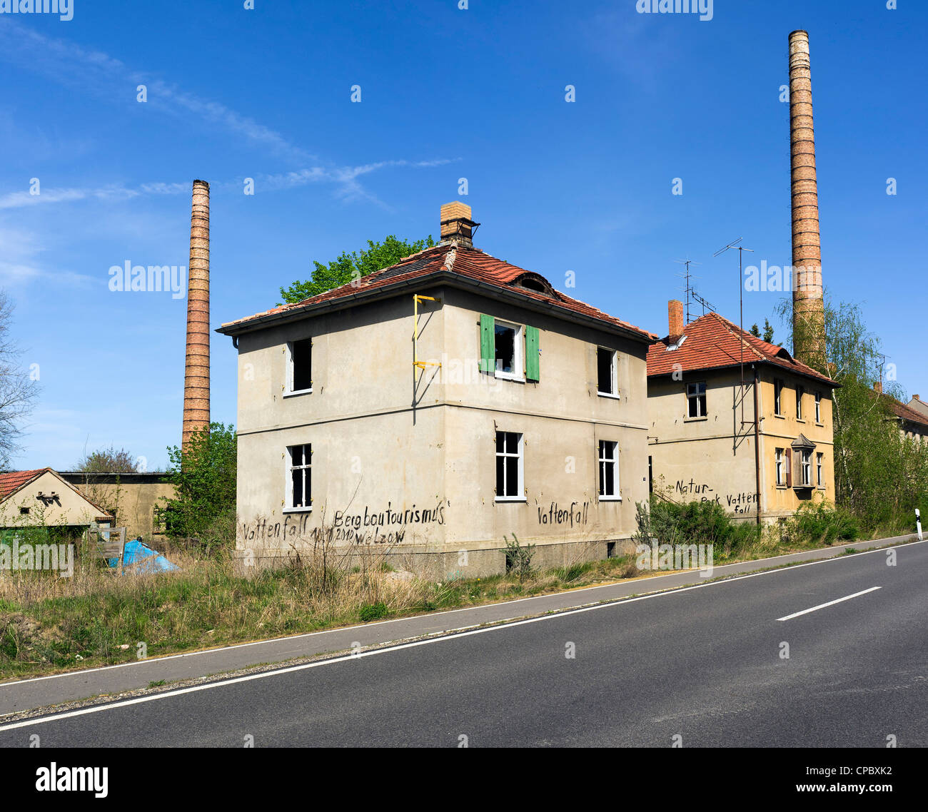 Abandoned village, village of Haidemuehl, Lower Lusatia, Brandenburg, Germany, Europe Stock Photo