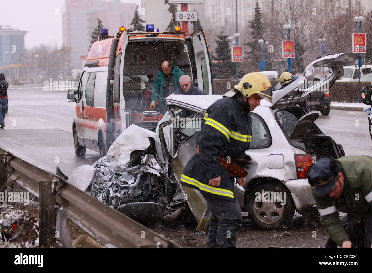 Car crash, ambulance, fire man, accident, doctor, emergency, fire