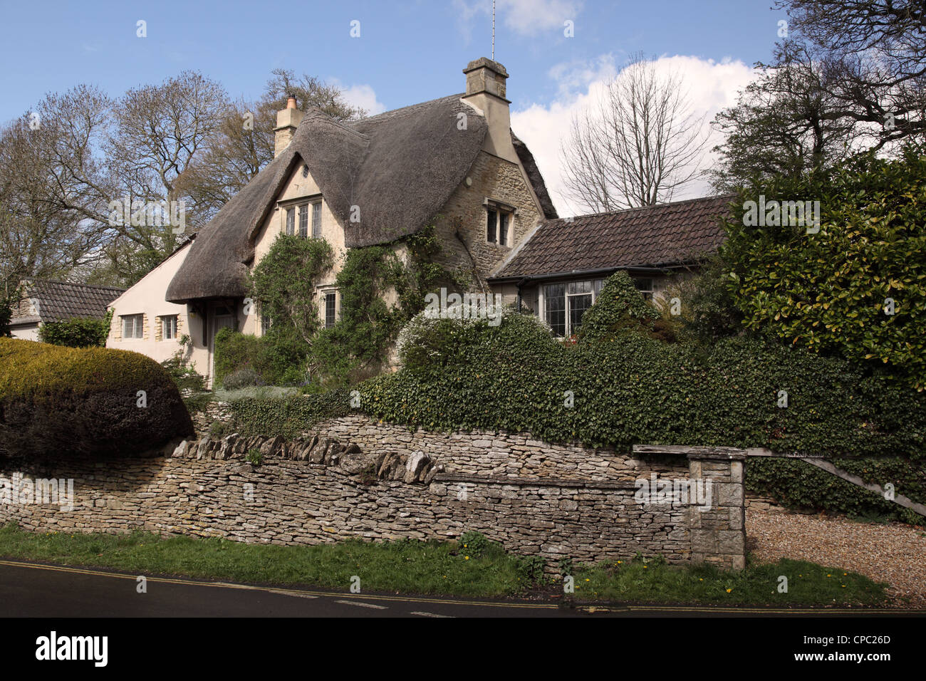Thatched Cottage Castle Combe Wiltshire Stock Photo 48208341