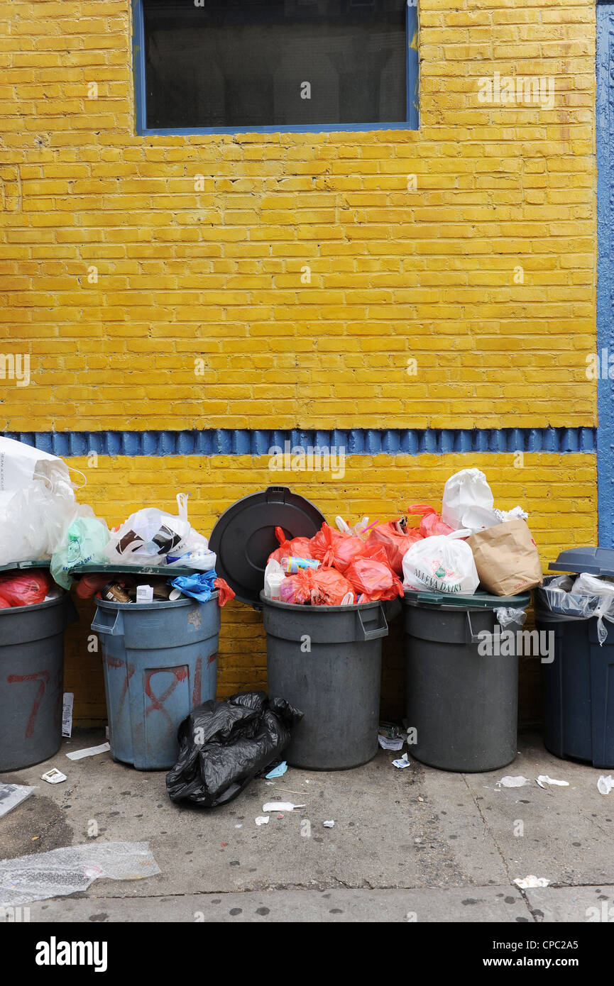 Rubbish Bins outside a restaurant Soho, New York Stock Photo
