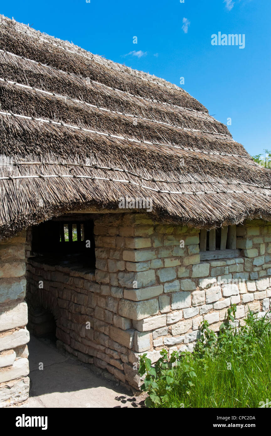 Buildings in Cosmeston Lakes Country Park Medieval Village Stock Photo