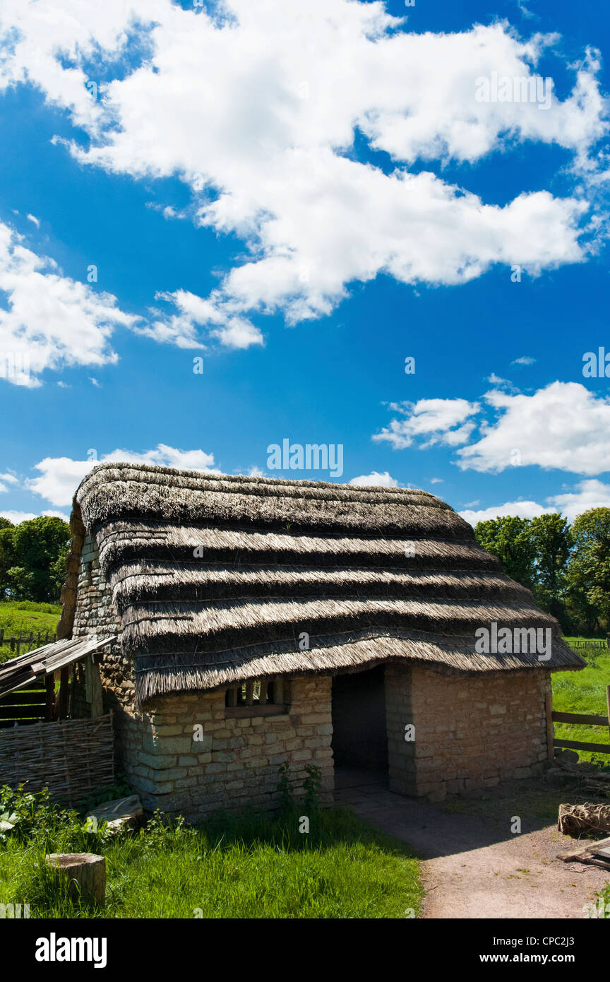 Buildings in Cosmeston Lakes Country Park Medieval Village Stock Photo