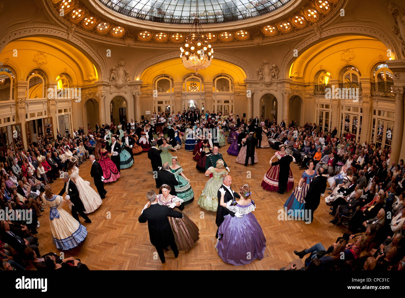 The great fancy dress ball (Second Empire period dress), on the occasion of the happening: 'Vichy celebrates Napoleon III'. Stock Photo
