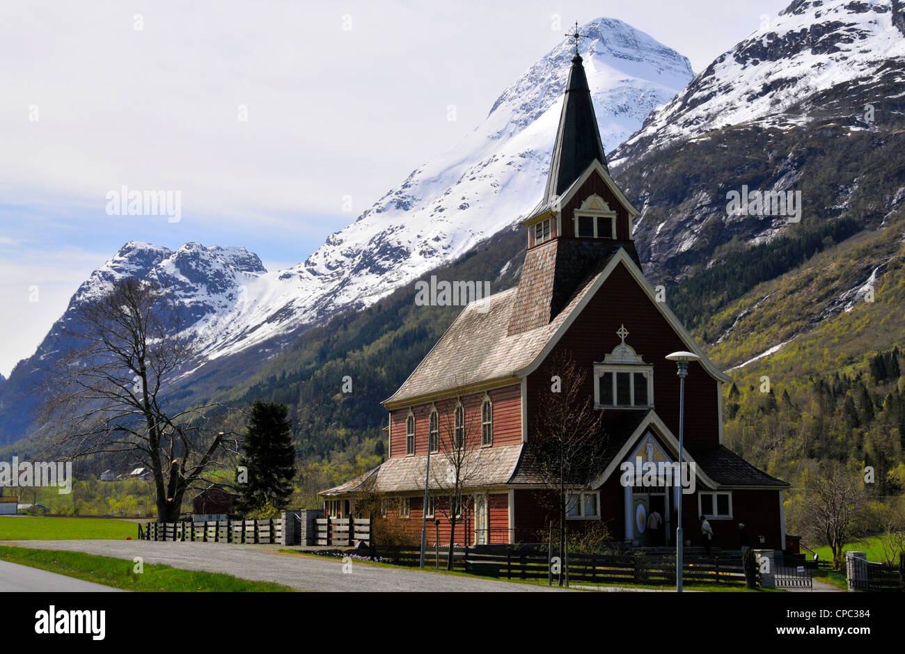 The new church at Olden, Norway Stock Photo