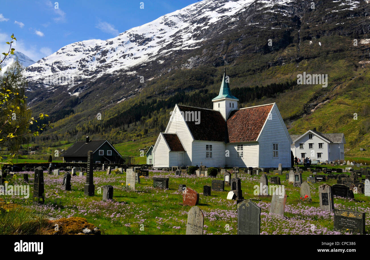 The old church at Olden, Norway Stock Photo