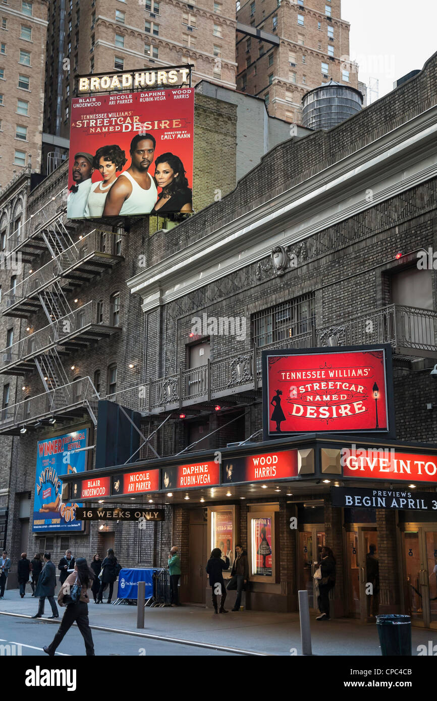 "Streetcar Named Desire" signage and marquee, Broadhurst Theatre, Broadway district, New York City, USA  2012 Stock Photo